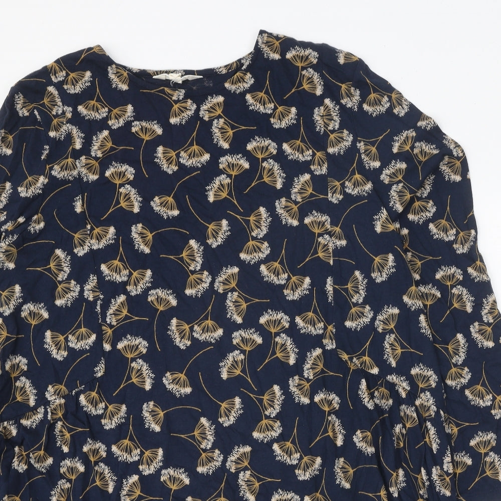 Seasalt Cornwall Womens Blue Floral 100% Cotton Shift Size 18 Round Neck Pullover