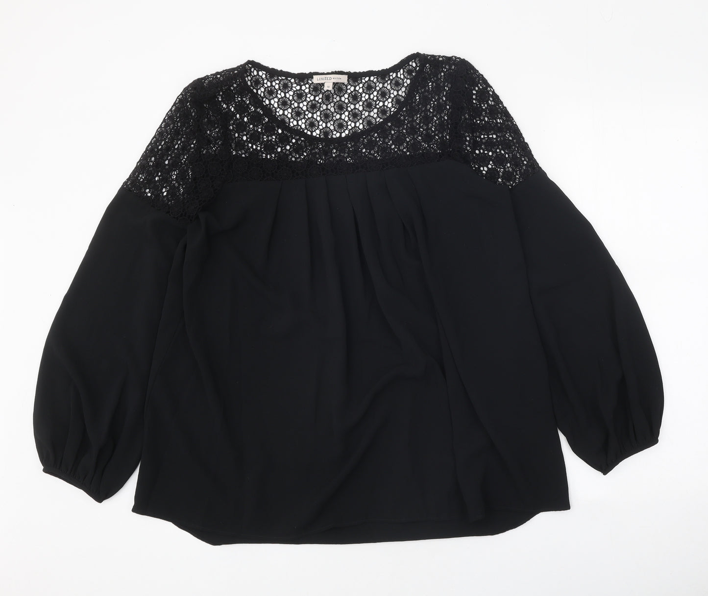 Limited Edition Womens Black Polyester Basic Blouse Size 10 Scoop Neck - Lace Detail