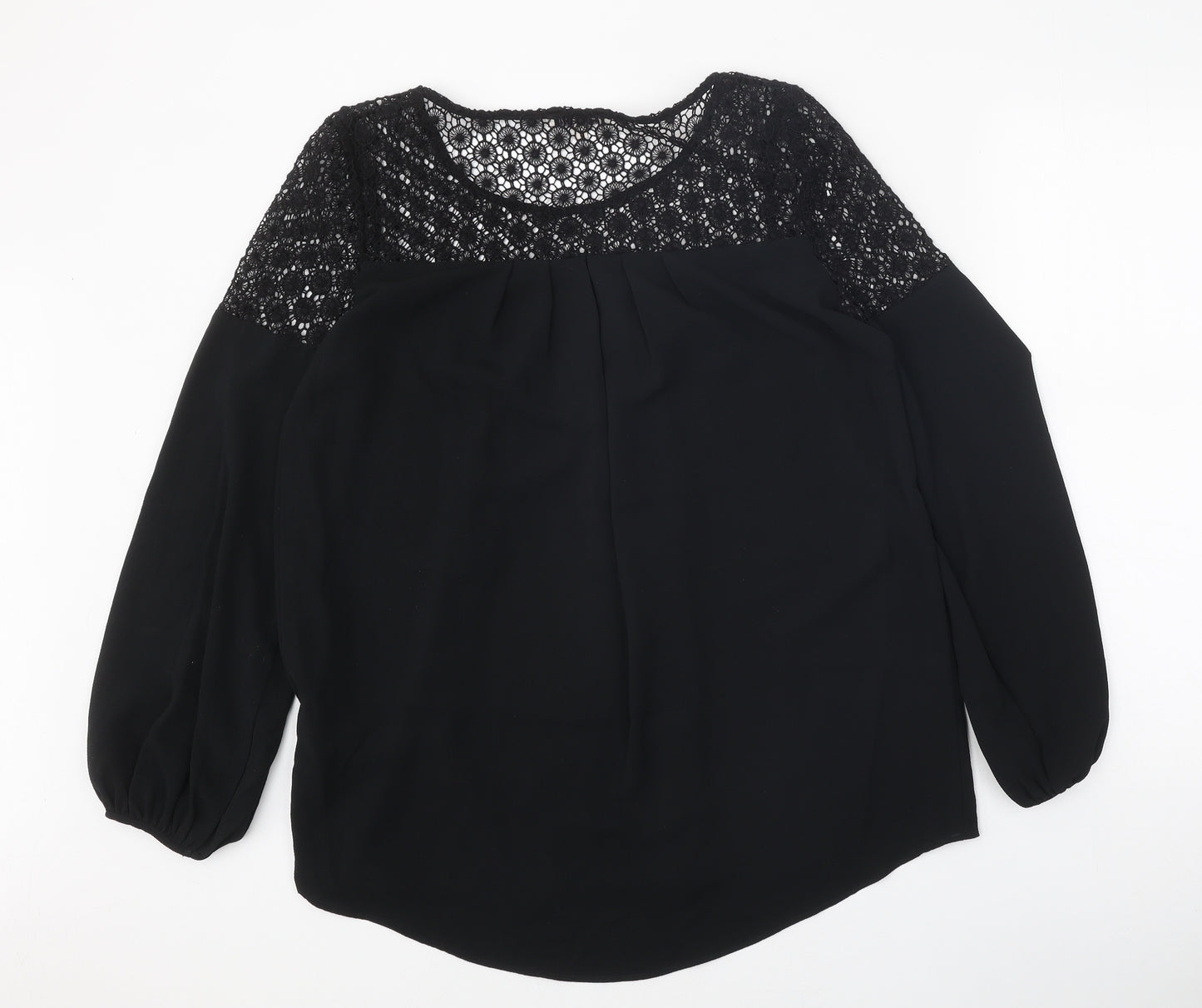 Limited Edition Womens Black Polyester Basic Blouse Size 10 Scoop Neck - Lace Detail