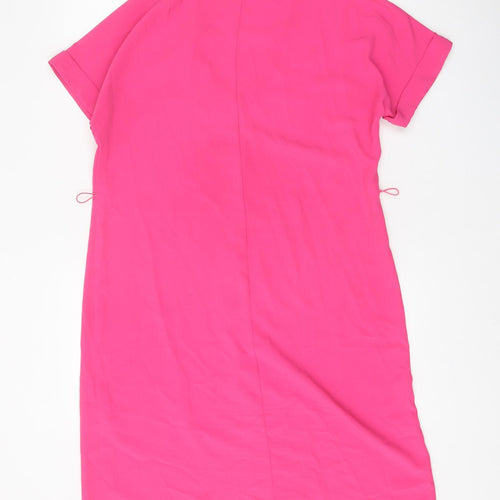 Wallis Womens Pink Polyester Shift Size 10 V-Neck Button