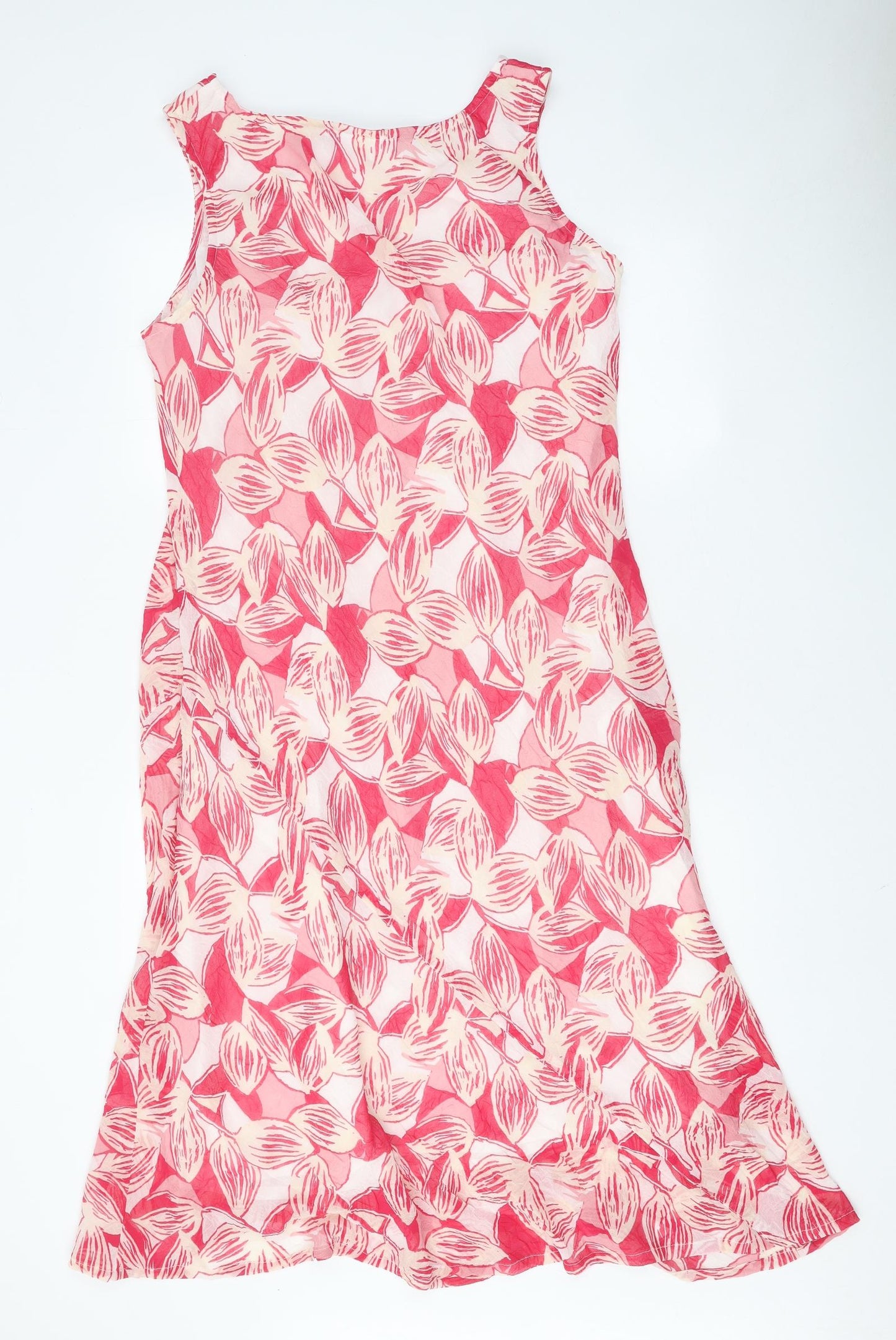 Adini Womens Red Floral Polyester A-Line Size L Boat Neck Pullover