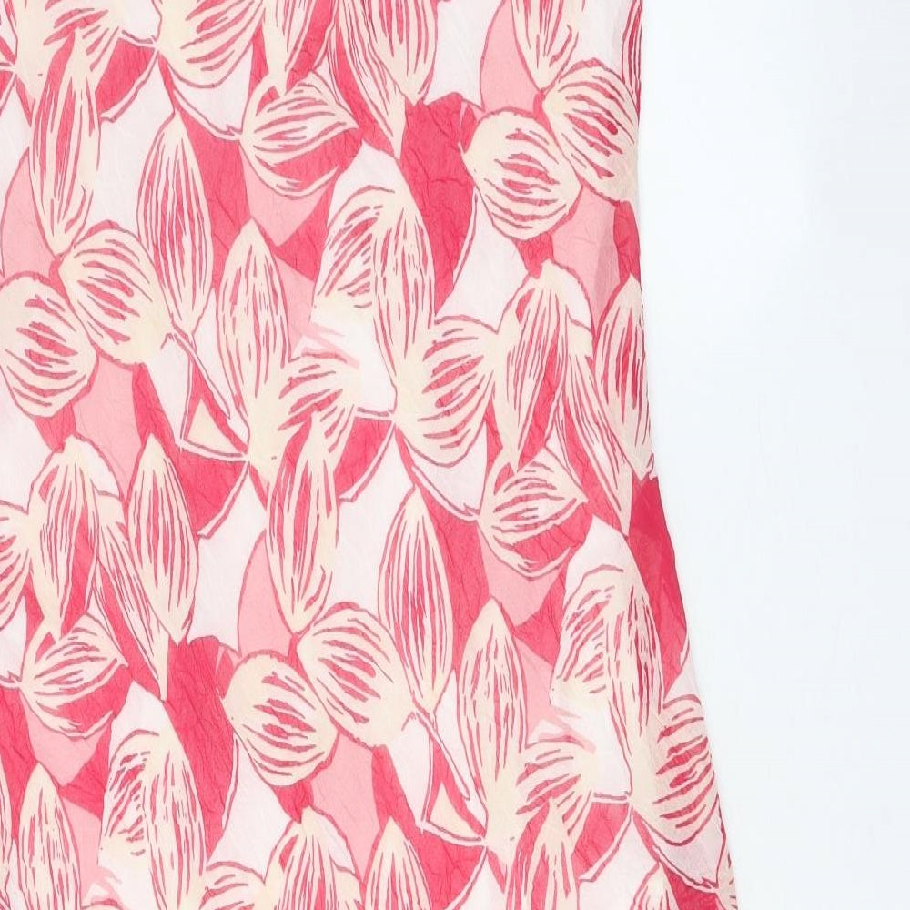 Adini Womens Red Floral Polyester A-Line Size L Boat Neck Pullover