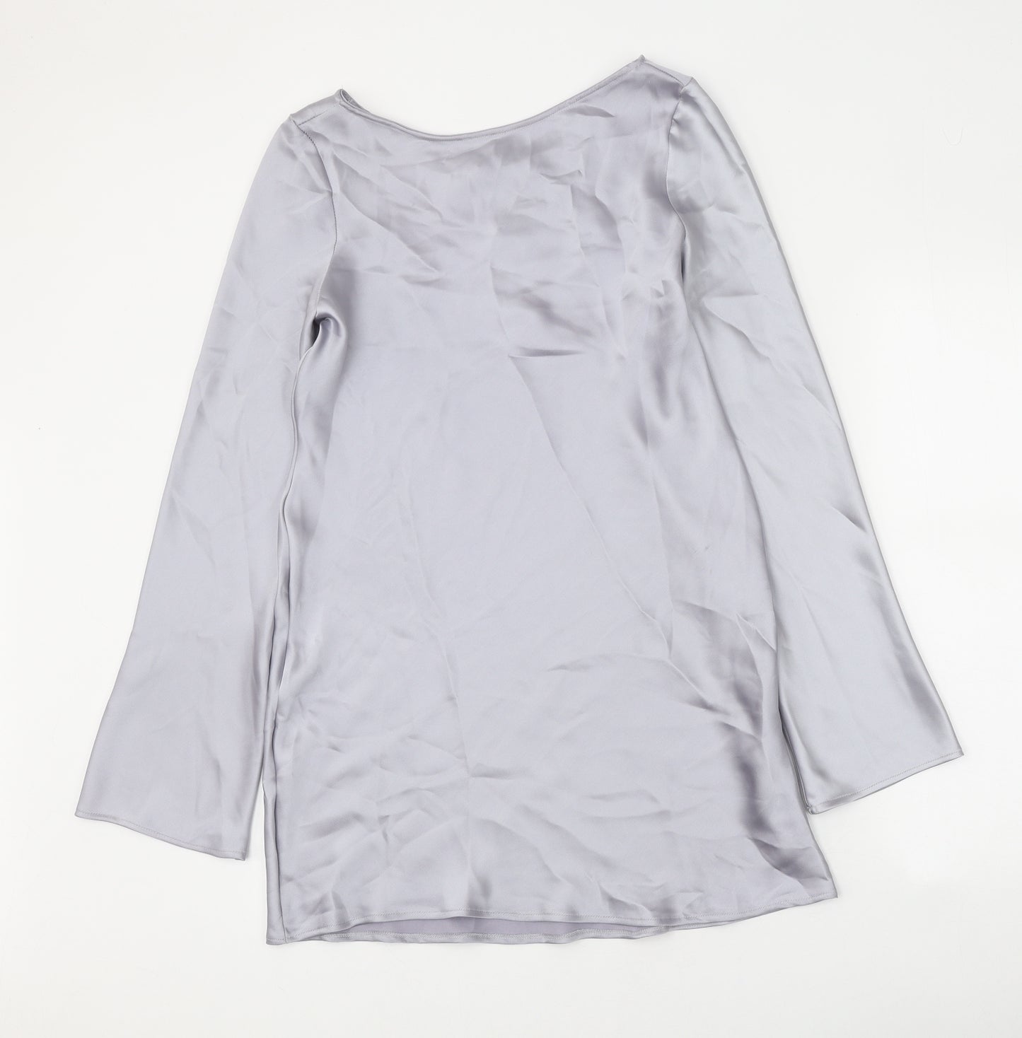 Zara Womens Silver Polyester Mini Size S Boat Neck Zip