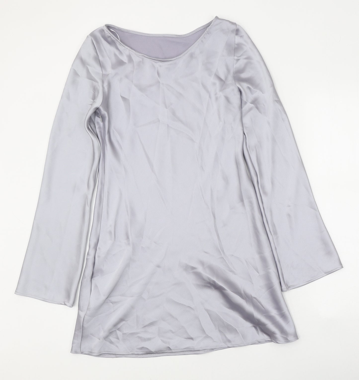 Zara Womens Silver Polyester Mini Size S Boat Neck Zip