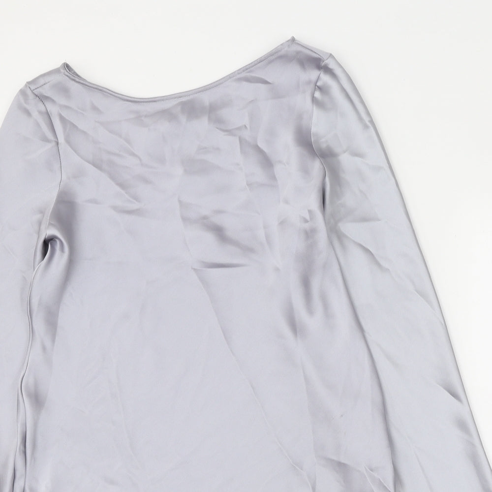 Zara Womens Silver Polyester Mini Size S Boat Neck Zip