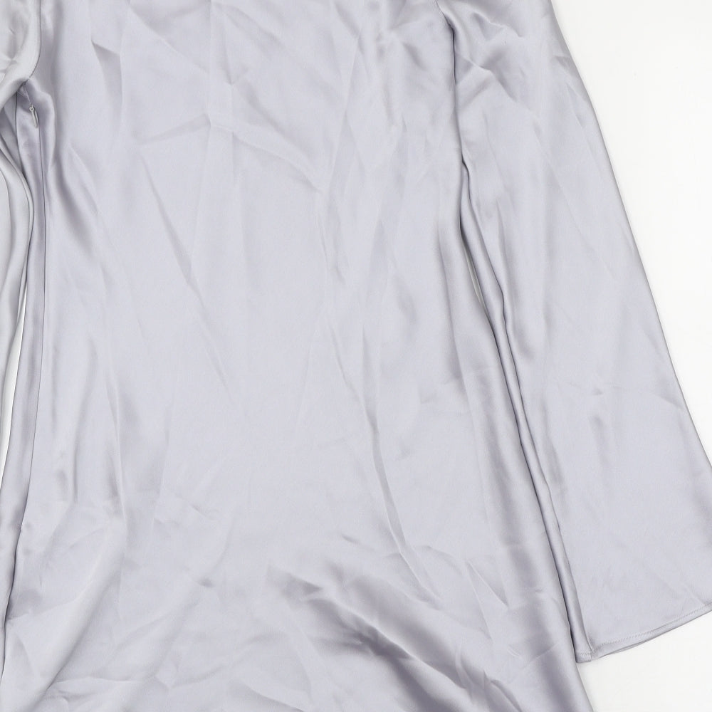 Zara Womens Silver Polyester Mini Size S Boat Neck Zip