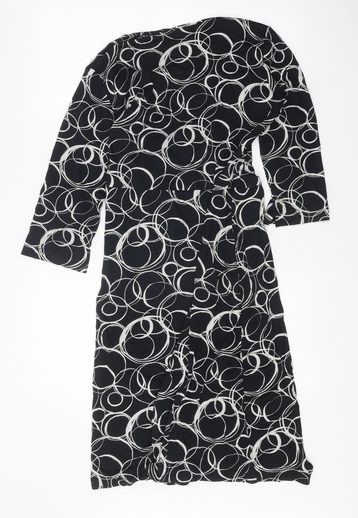 Toxic Womens Black Geometric Polyester Sheath Size 14 V-Neck Tie