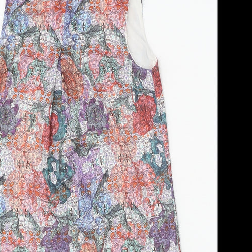 H&M Womens Multicoloured Floral Polyester Shift Size 8 Round Neck Snap