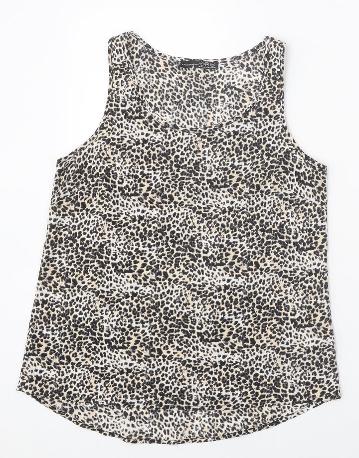 Atmosphere Womens Multicoloured Animal Print Polyester Basic Tank Size 10 Scoop Neck - Leopard Print