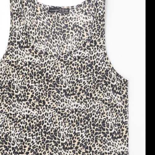 Atmosphere Womens Multicoloured Animal Print Polyester Basic Tank Size 10 Scoop Neck - Leopard Print