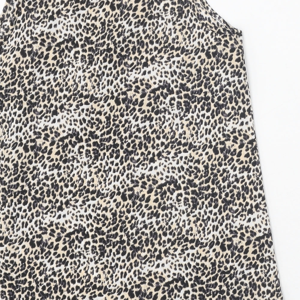 Atmosphere Womens Multicoloured Animal Print Polyester Basic Tank Size 10 Scoop Neck - Leopard Print