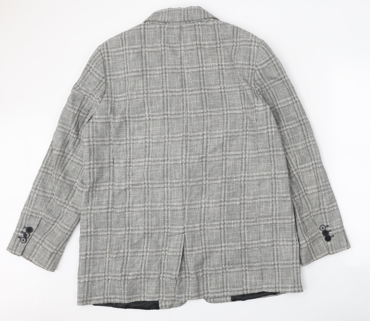 Zara Womens Grey Plaid Cotton Jacket Suit Jacket Size L