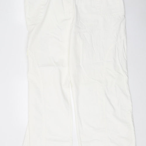 Savoir Womens White Cotton Trousers Size 20 Regular Zip