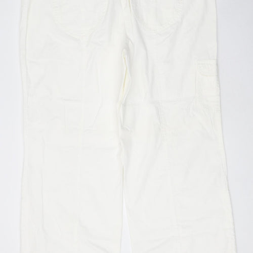 Savoir Womens White Cotton Trousers Size 20 Regular Zip