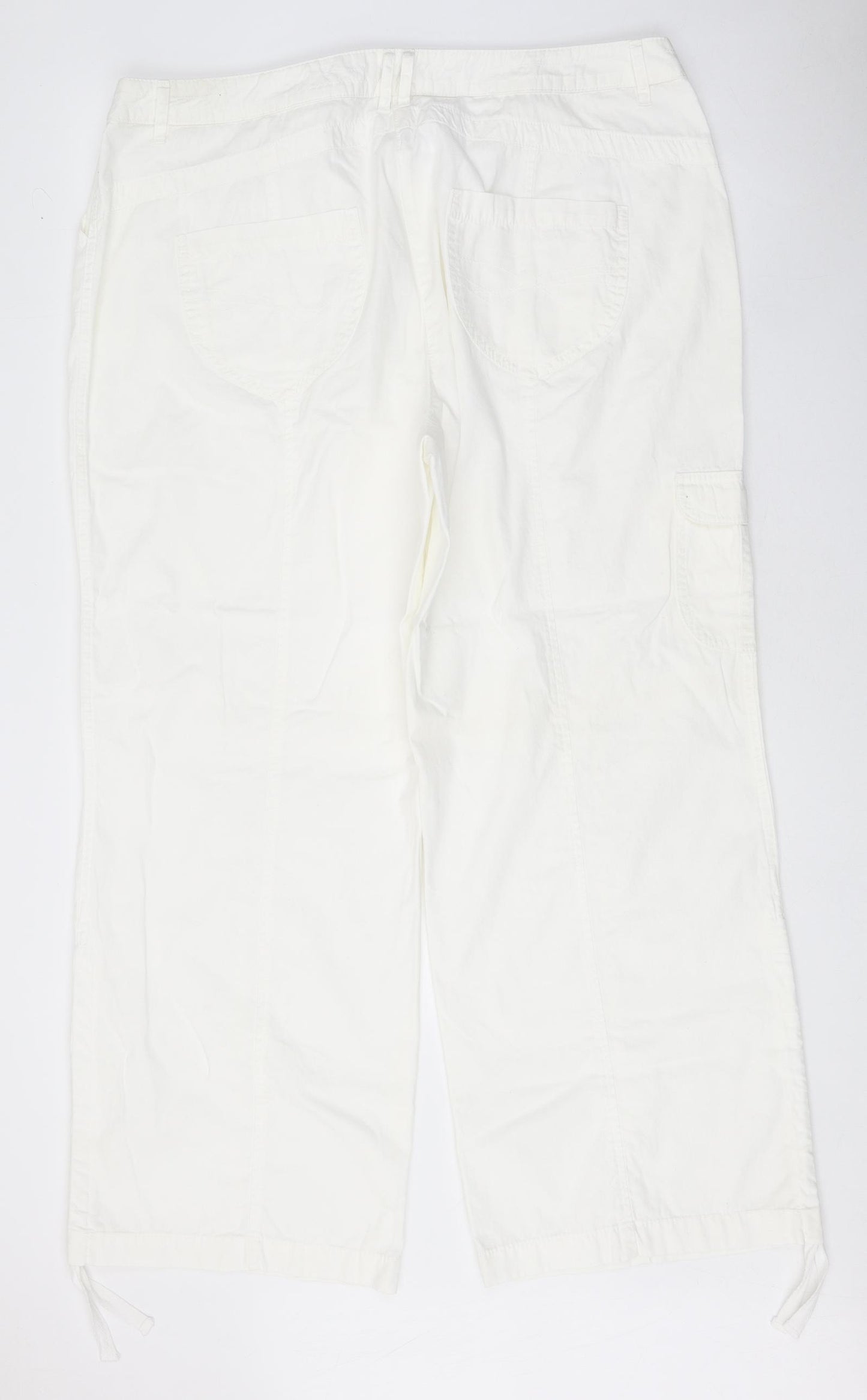 Savoir Womens White Cotton Trousers Size 20 Regular Zip