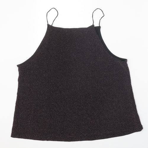 New Look Womens Black Nylon Basic Tank Size 18 Square Neck
