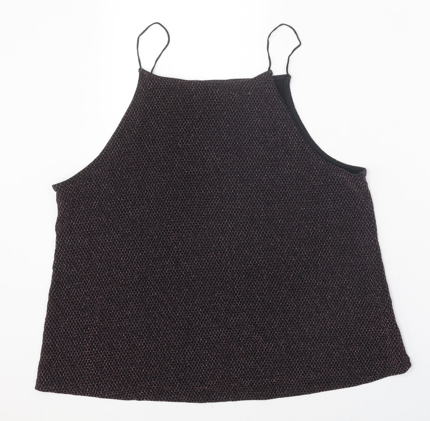 New Look Womens Black Nylon Basic Tank Size 18 Square Neck