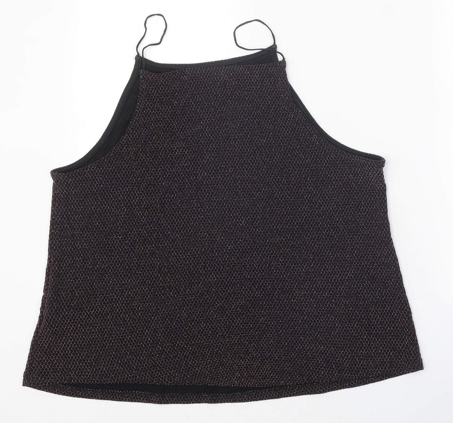 New Look Womens Black Nylon Basic Tank Size 18 Square Neck
