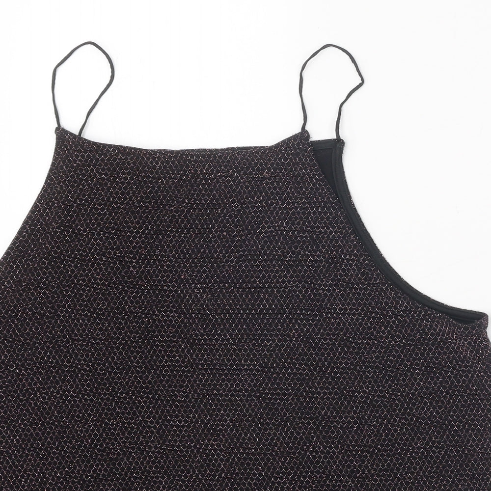 New Look Womens Black Nylon Basic Tank Size 18 Square Neck