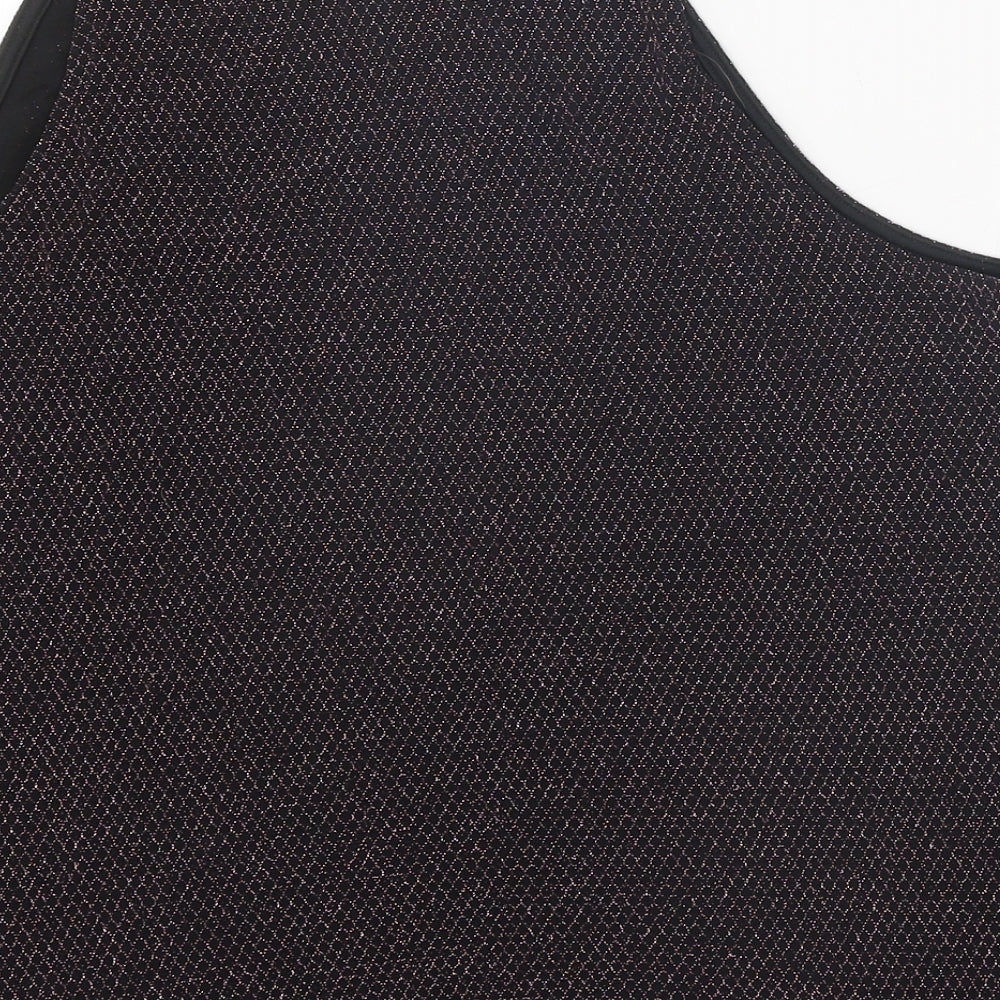 New Look Womens Black Nylon Basic Tank Size 18 Square Neck