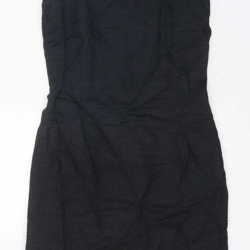 Zara Womens Black Polyester Shift Size M Boat Neck Zip