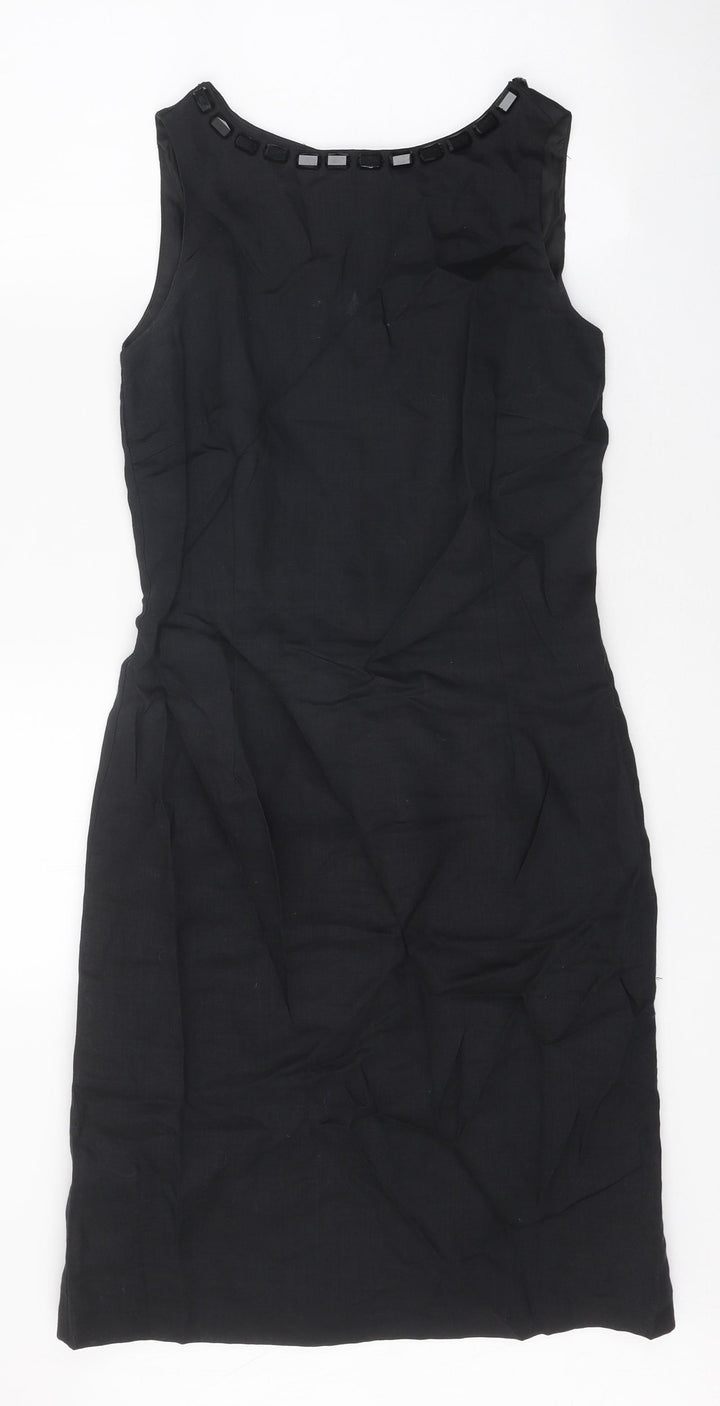 Zara Womens Black Polyester Shift Size M Boat Neck Zip