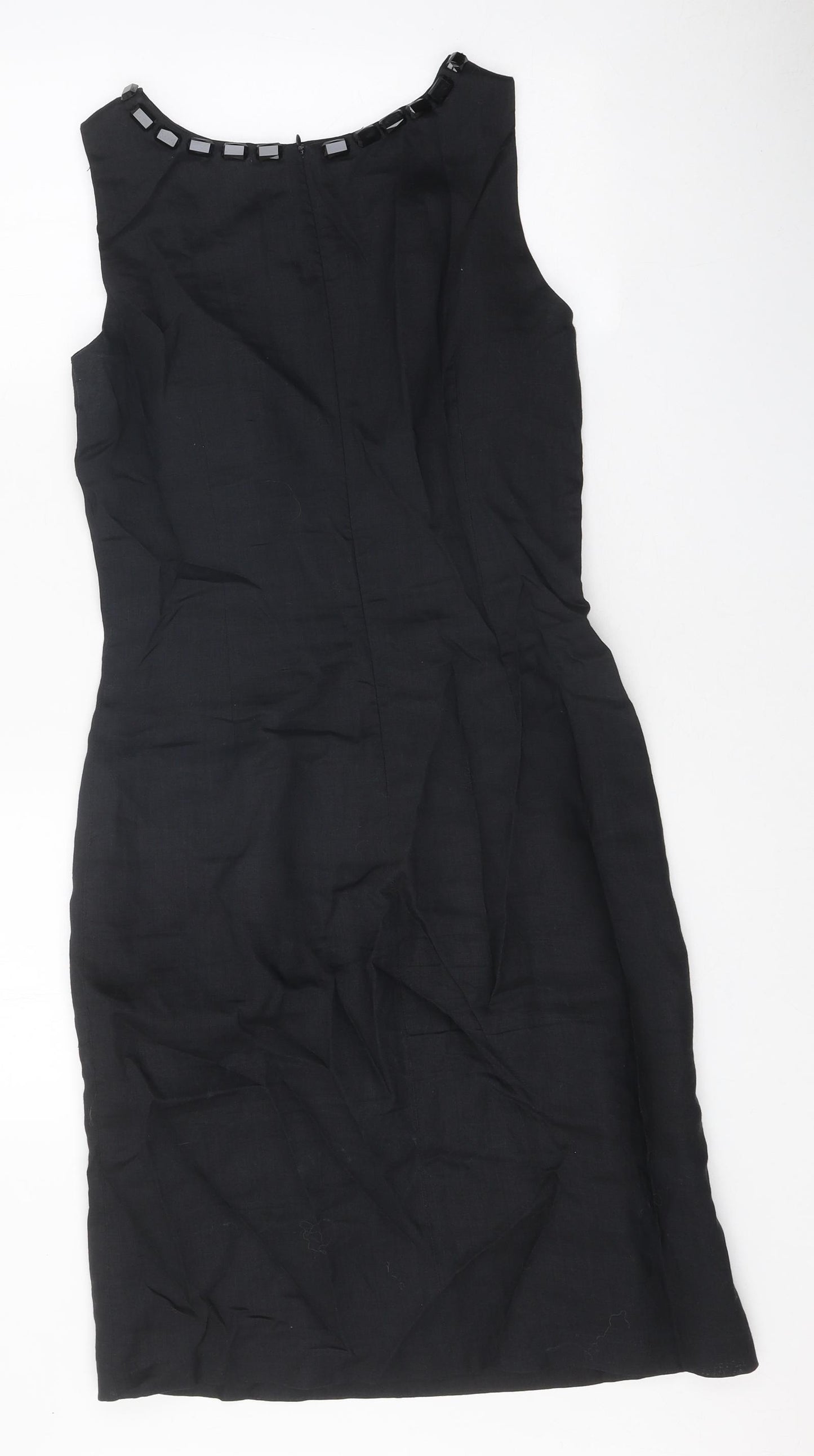 Zara Womens Black Polyester Shift Size M Boat Neck Zip