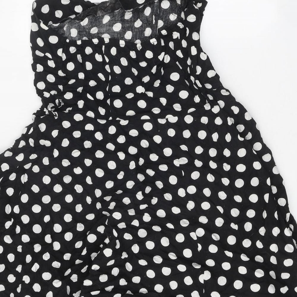 Amelia Womens Black Polka Dot 100% Cotton Skater Dress Size 18 Halter Pullover