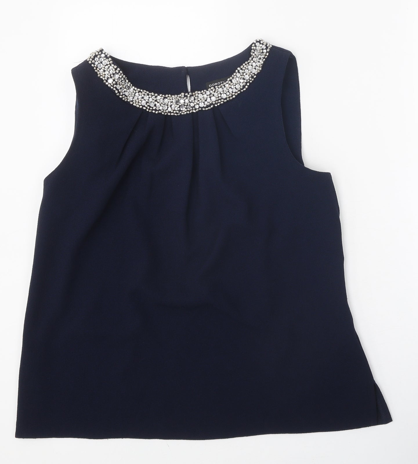 Dorothy Perkins Womens Blue Elastane Basic Blouse Size 14 Boat Neck