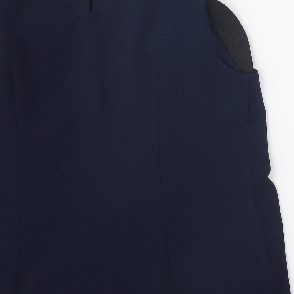 Dorothy Perkins Womens Blue Elastane Basic Blouse Size 14 Boat Neck
