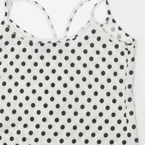 Boohoo Womens White Polka Dot Polyester Cropped Tank Size 10 Round Neck