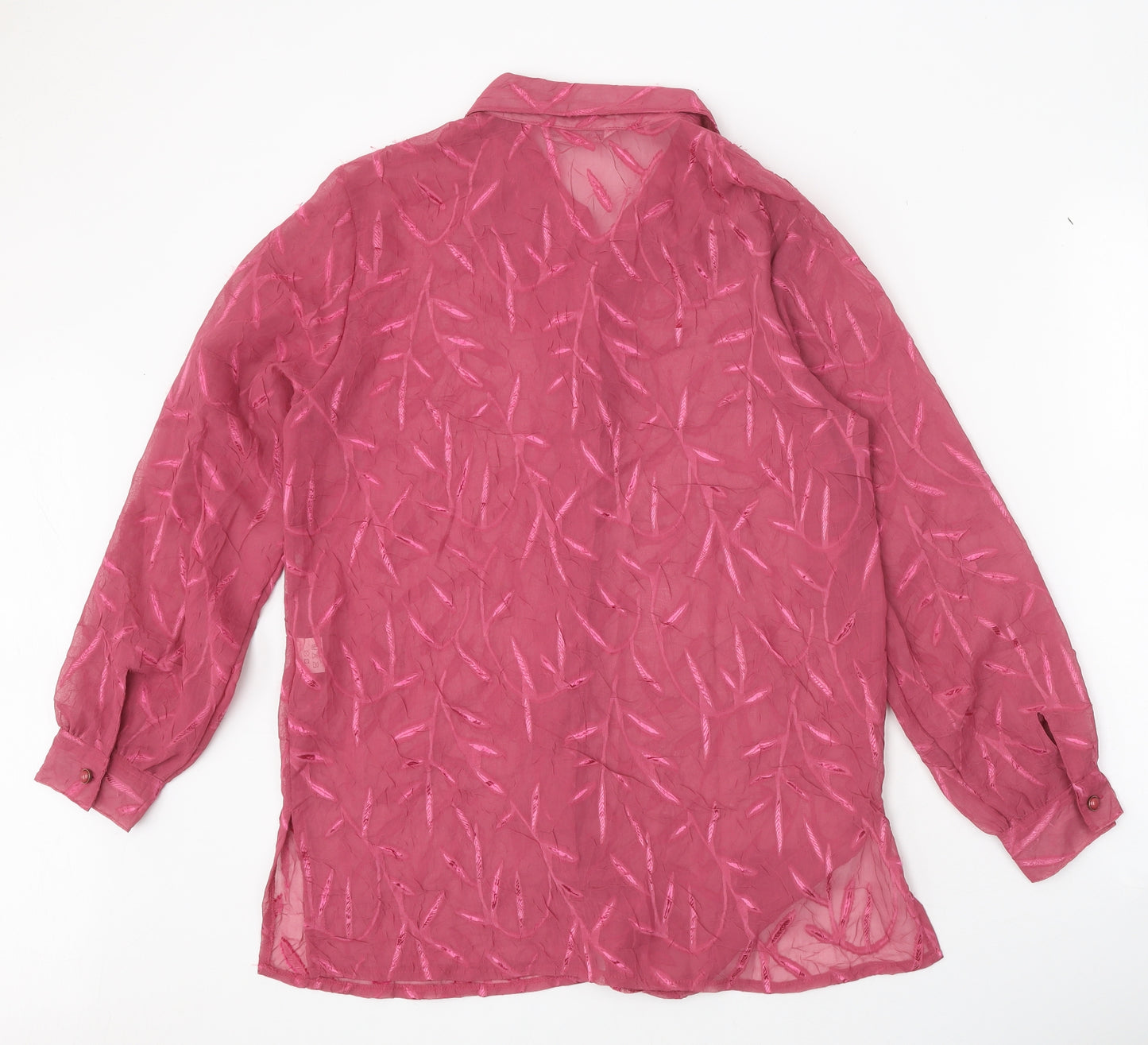 The Pearl Collection Womens Pink Geometric Polyester Basic Button-Up Size 12 V-Neck