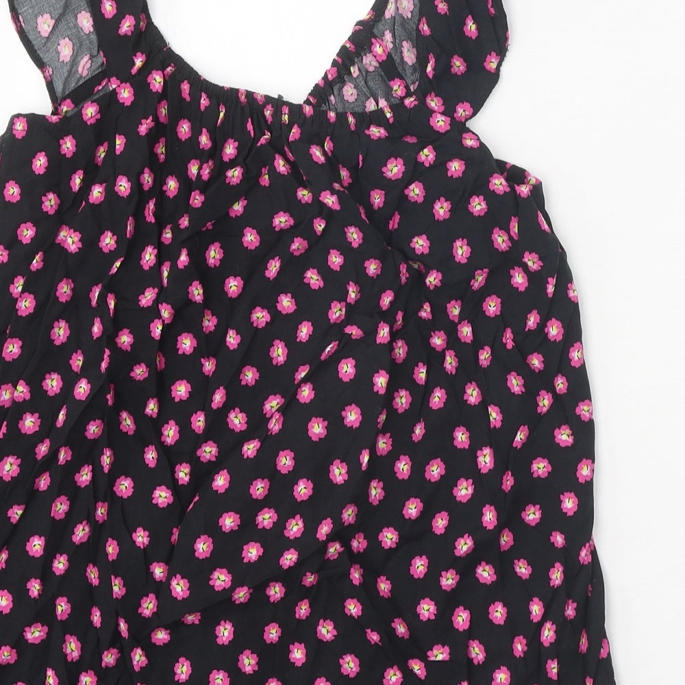 Papaya Womens Black Geometric Viscose Basic Tank Size 14 Off the Shoulder