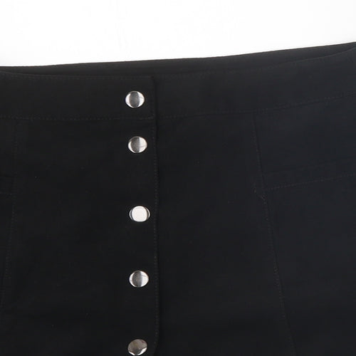 Divided Womens Black Polyester Mini Skirt Size 8 Snap