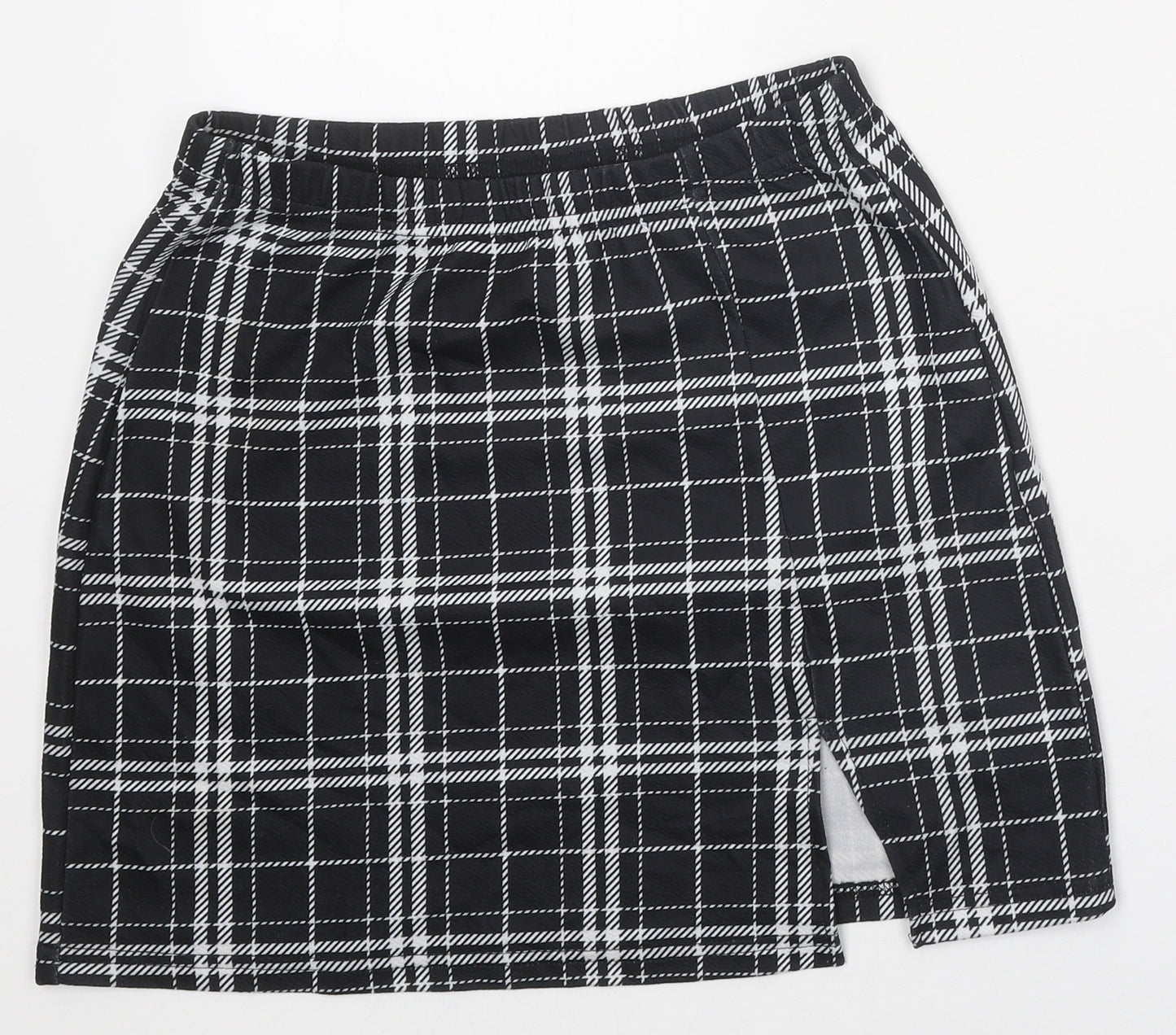 SheIn Womens Black Plaid Polyester Mini Skirt Size M