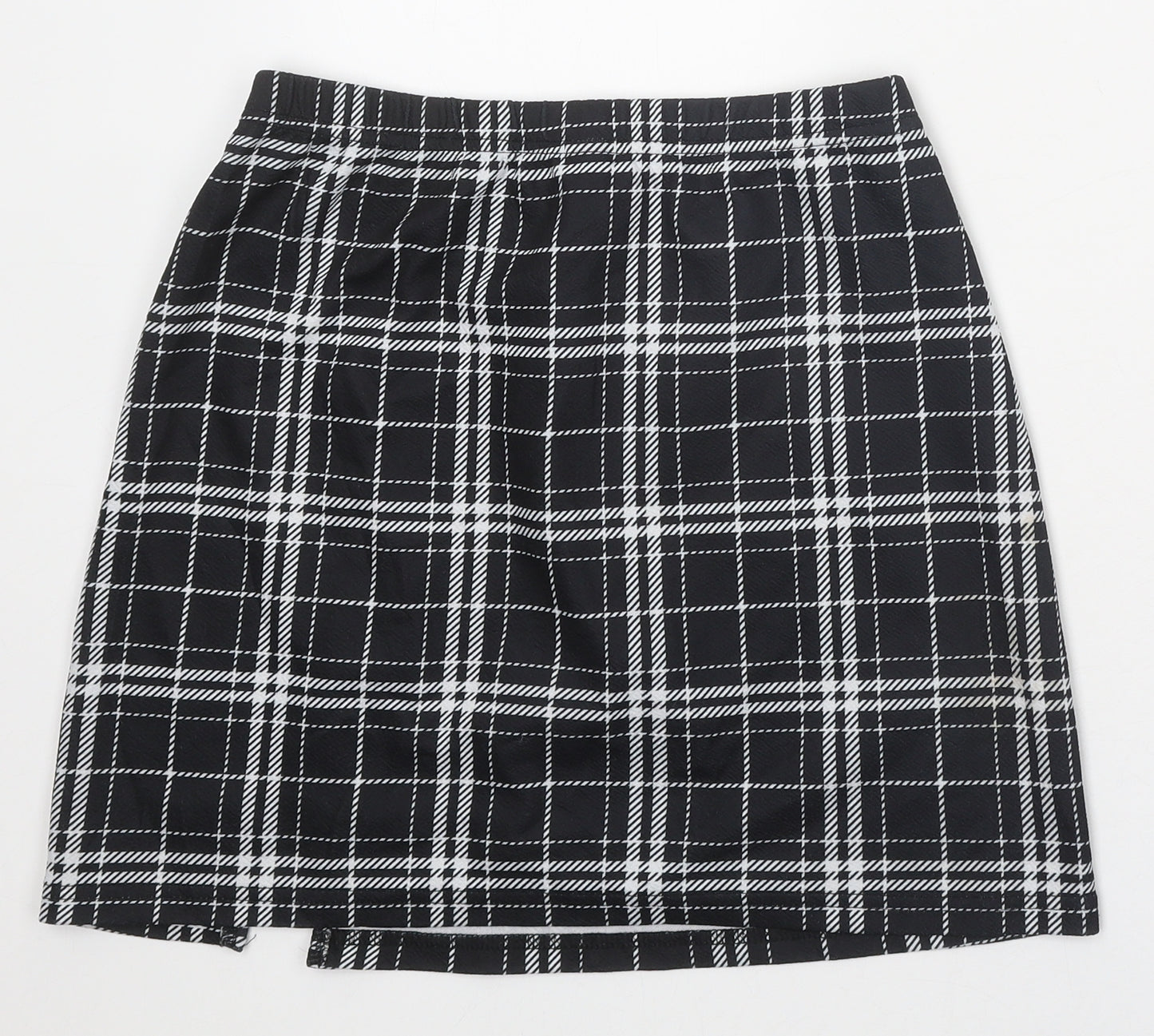 SheIn Womens Black Plaid Polyester Mini Skirt Size M