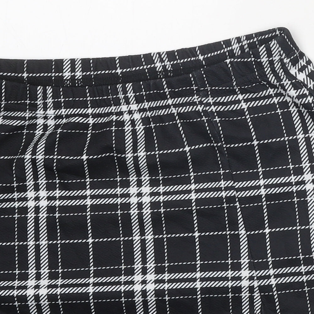 SheIn Womens Black Plaid Polyester Mini Skirt Size M