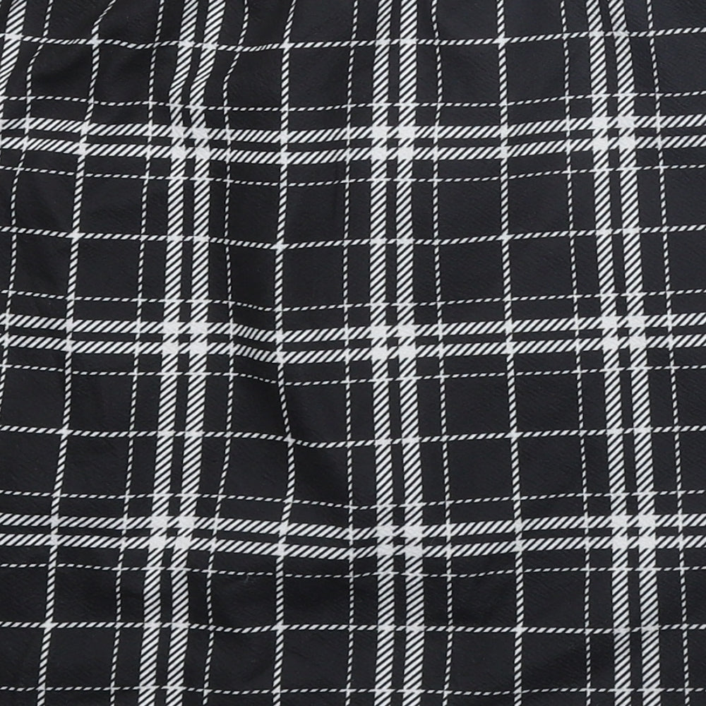 SheIn Womens Black Plaid Polyester Mini Skirt Size M