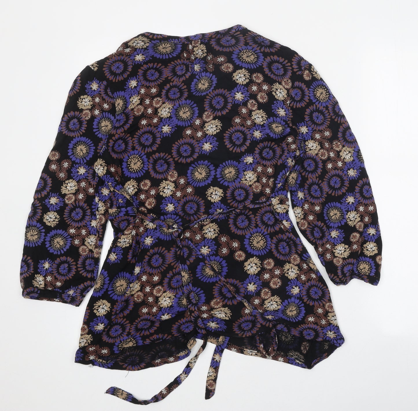 Debenhams Womens Multicoloured Geometric Polyester Basic Blouse Size 14 V-Neck