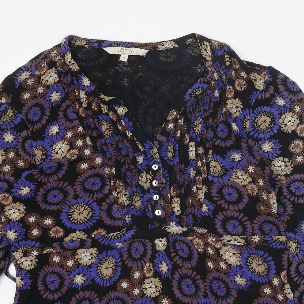 Debenhams Womens Multicoloured Geometric Polyester Basic Blouse Size 14 V-Neck