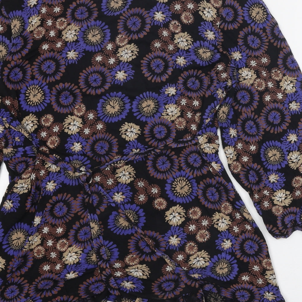 Debenhams Womens Multicoloured Geometric Polyester Basic Blouse Size 14 V-Neck