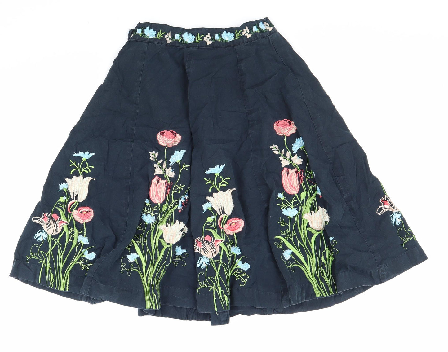 Miss Posh Womens Blue Floral Cotton Flare Skirt Size 8 Zip