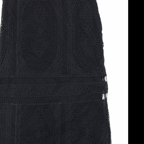 MNG Womens Black Polyester Sheath Size S Mock Neck Button