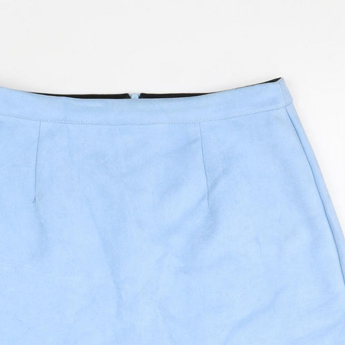 Missguided Womens Blue Polyester A-Line Skirt Size 10 Zip
