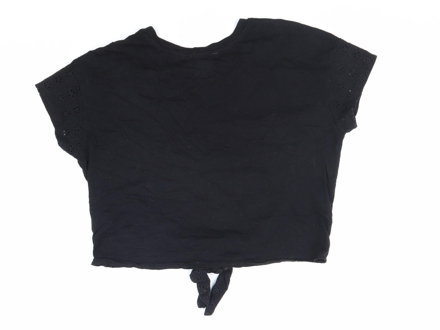 Primark Womens Black 100% Cotton Basic Blouse Size 10 Round Neck