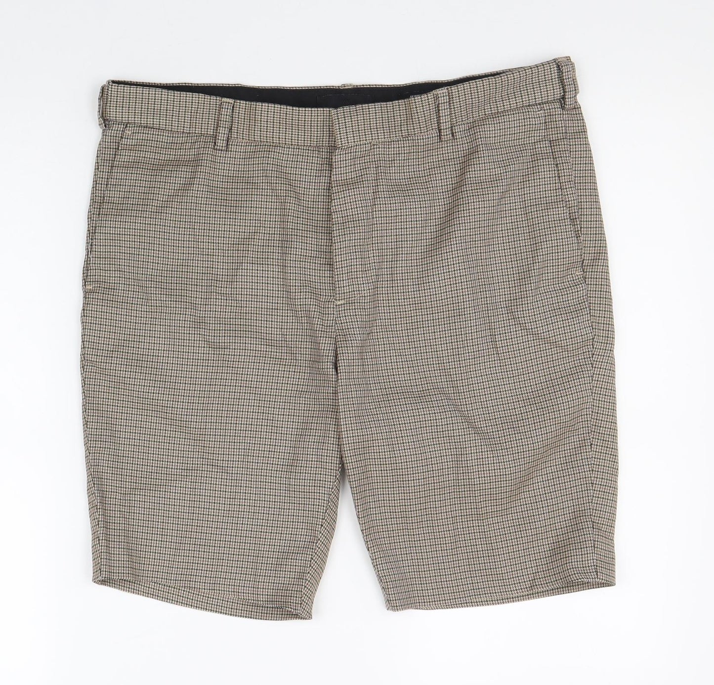 H&M Mens Blue Check Polyester Bermuda Shorts Size 34 in L8 in Regular Zip