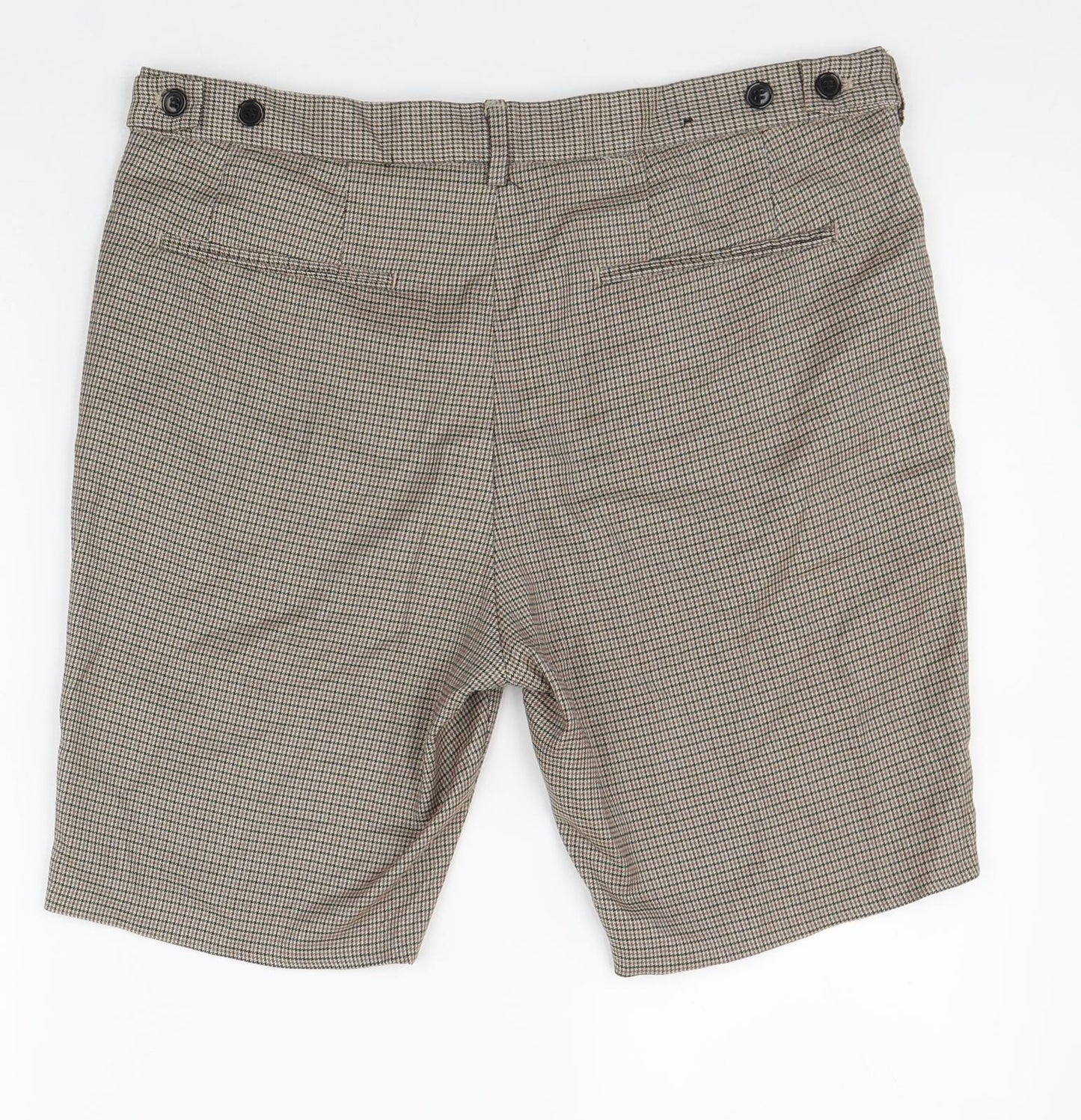 H&M Mens Blue Check Polyester Bermuda Shorts Size 34 in L8 in Regular Zip