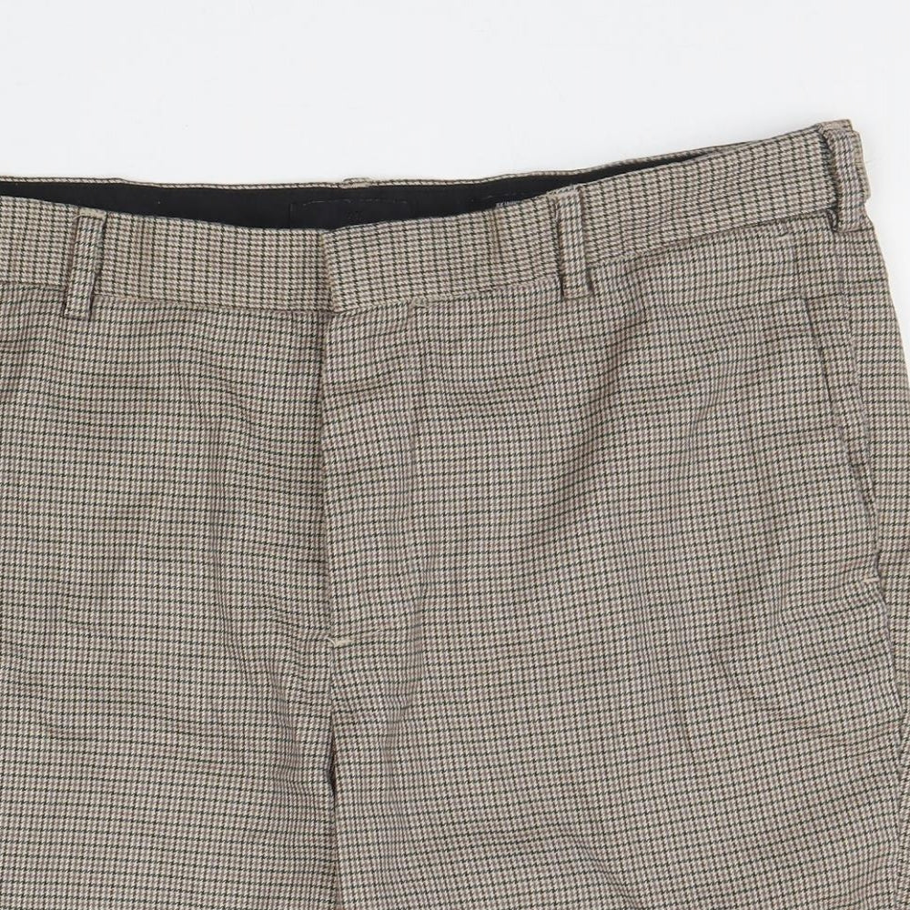 H&M Mens Blue Check Polyester Bermuda Shorts Size 34 in L8 in Regular Zip