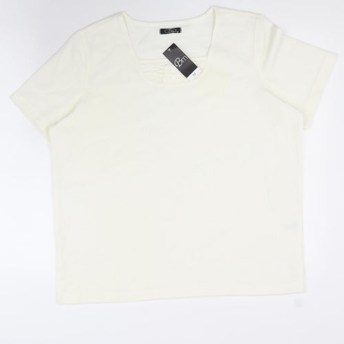 BM Womens White Polyester Basic T-Shirt Size M Scoop Neck