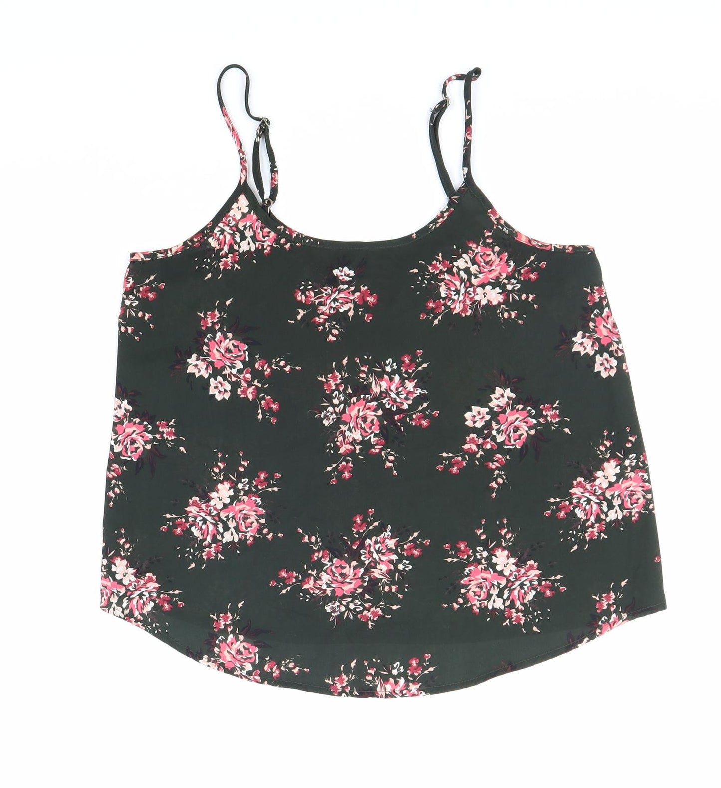 Cotton On Womens Green Floral Polyester Basic Tank Size XS Round Neck